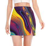Psychedelic Trippy Fractal Print Side Slit Mini Skirt