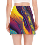 Psychedelic Trippy Fractal Print Side Slit Mini Skirt