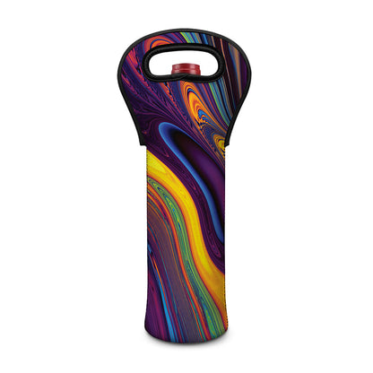 Psychedelic Trippy Fractal Print Single Neoprene Wine Tote