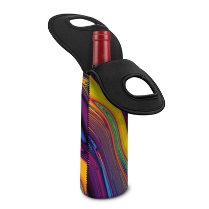 Psychedelic Trippy Fractal Print Single Neoprene Wine Tote