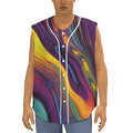 Psychedelic Trippy Fractal Print Sleeveless Baseball Jersey
