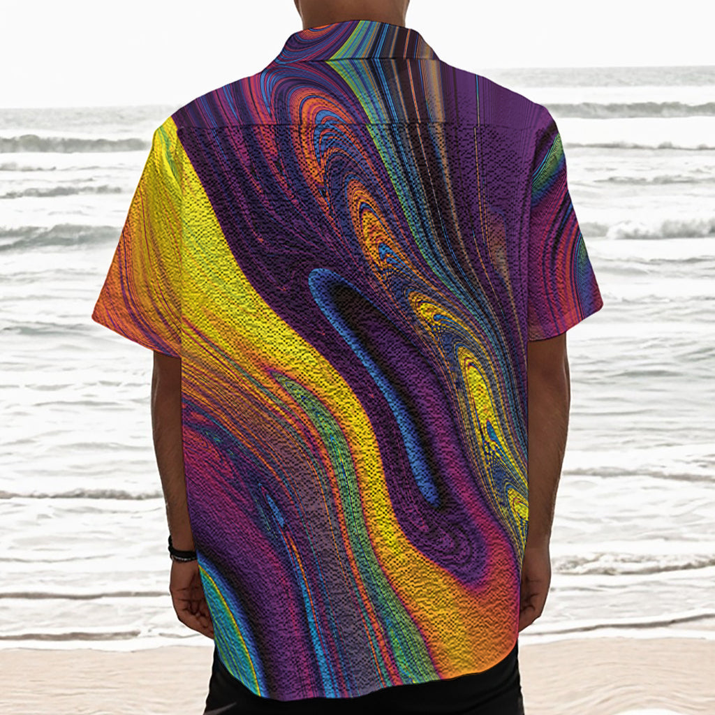 Psychedelic Trippy Fractal Print Textured Short Sleeve Shirt