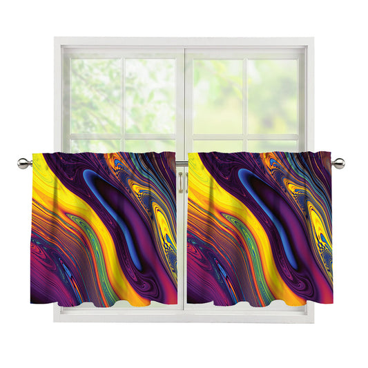 Psychedelic Trippy Fractal Print Tier Curtains