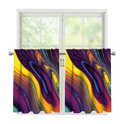 Psychedelic Trippy Fractal Print Tier Curtains