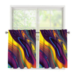 Psychedelic Trippy Fractal Print Tier Curtains