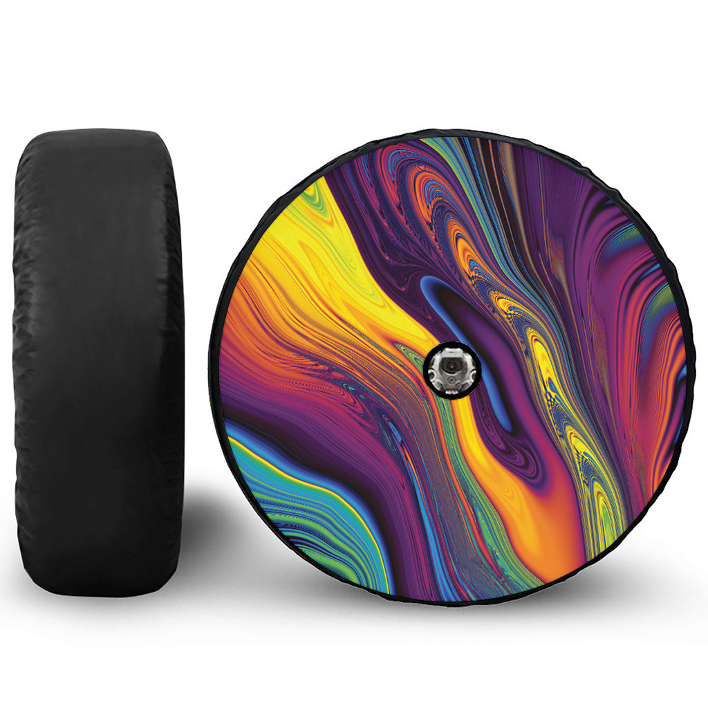 Psychedelic Trippy Fractal Print Tire Cover With Camera Hole