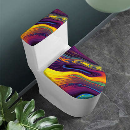 Psychedelic Trippy Fractal Print Toilet Lid And Tank Cover Set