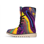 Psychedelic Trippy Fractal Print Winter Boots