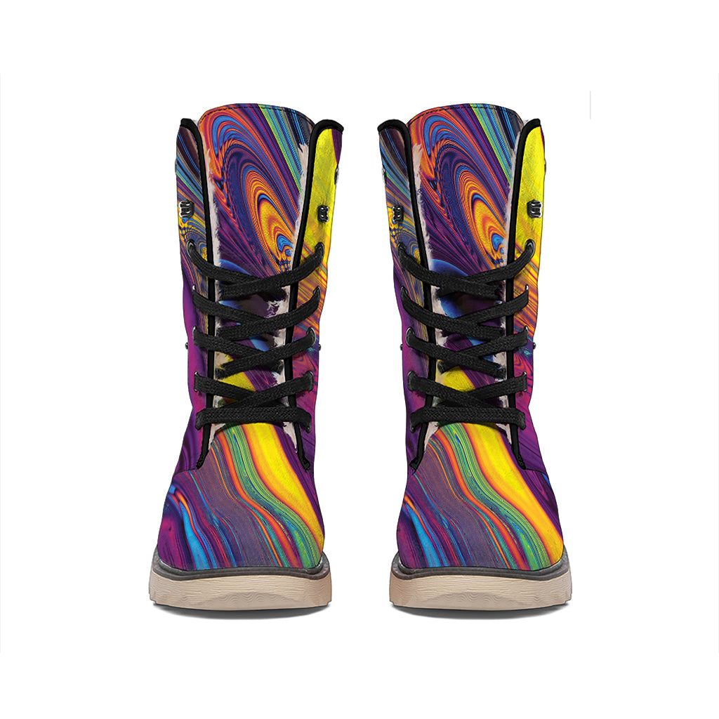Psychedelic Trippy Fractal Print Winter Boots