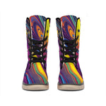 Psychedelic Trippy Fractal Print Winter Boots
