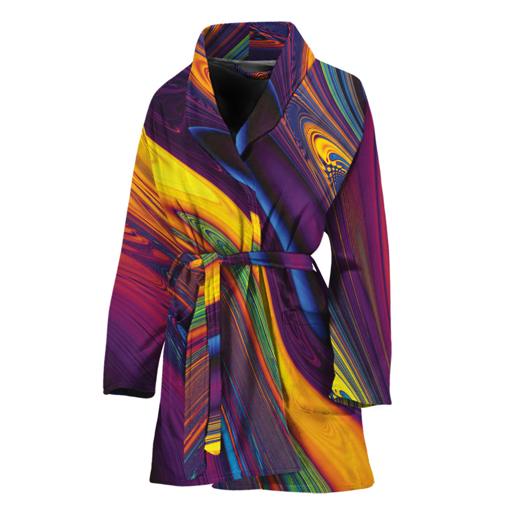 Psychedelic Trippy Fractal Print Women's Bathrobe