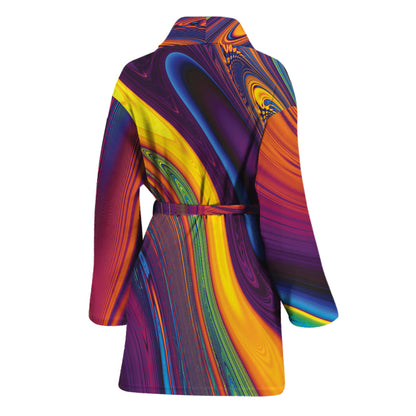 Psychedelic Trippy Fractal Print Women's Bathrobe