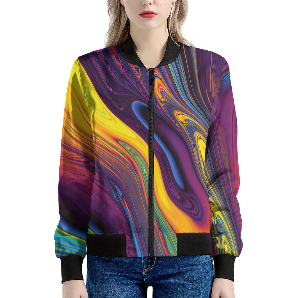 Psychedelic Trippy Fractal Print Women's Bomber Jacket