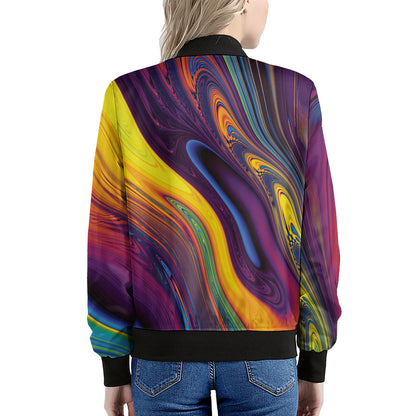 Psychedelic Trippy Fractal Print Women's Bomber Jacket