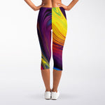 Psychedelic Trippy Fractal Print Women's Capri Leggings