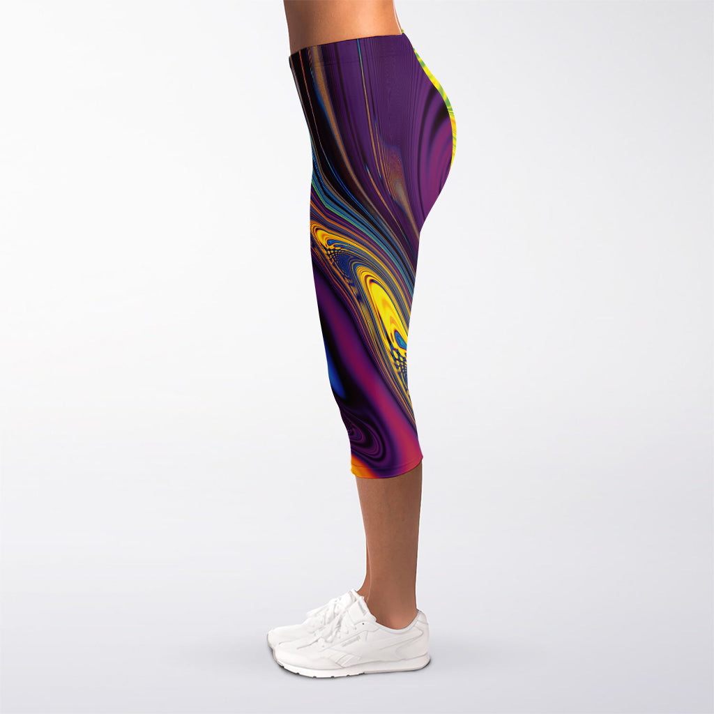 Psychedelic Trippy Fractal Print Women's Capri Leggings
