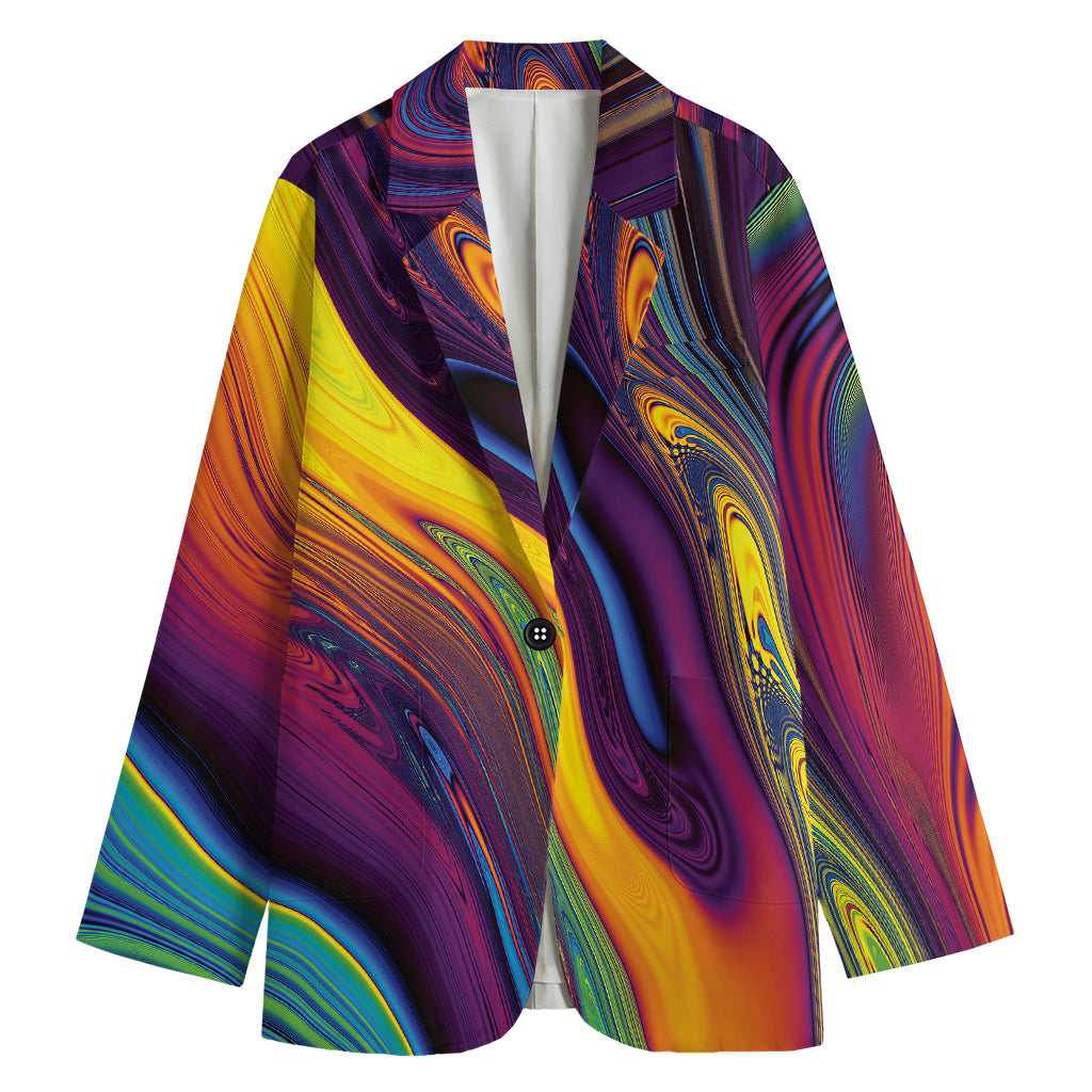 Psychedelic Trippy Fractal Print Women's Cotton Blazer