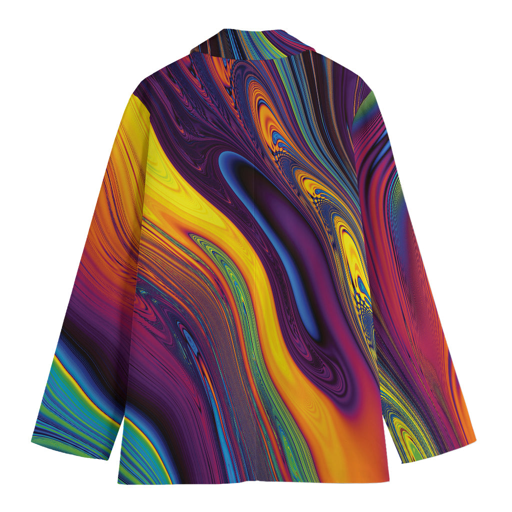 Psychedelic Trippy Fractal Print Women's Cotton Blazer