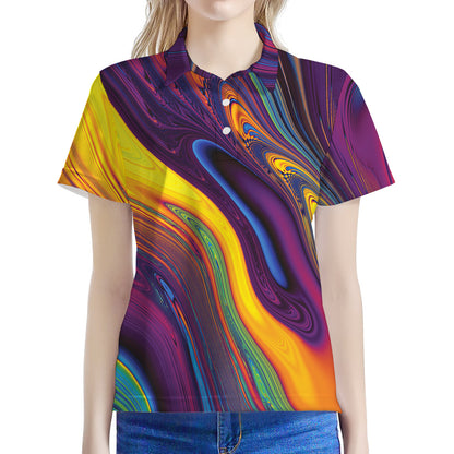 Psychedelic Trippy Fractal Print Women's Polo Shirt