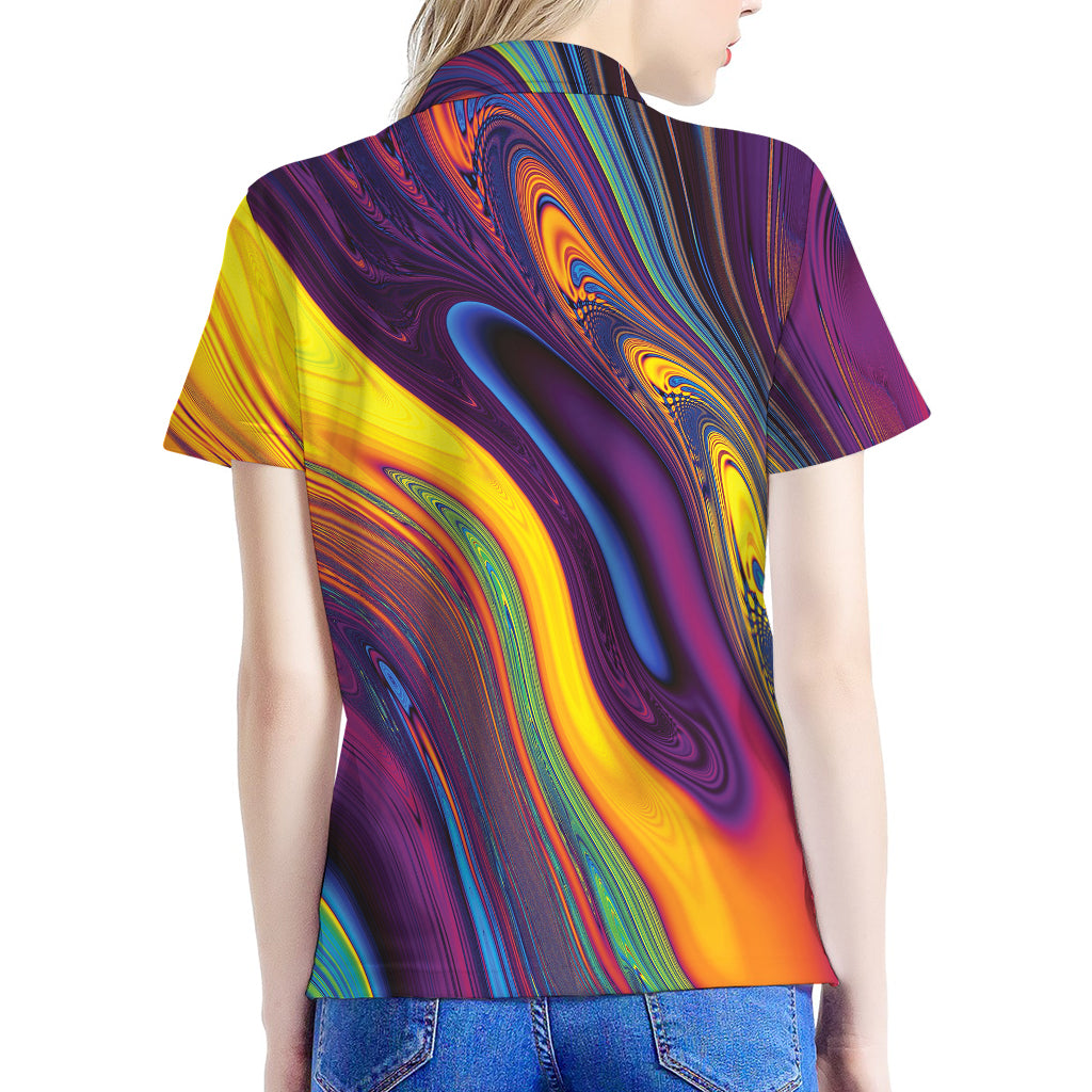 Psychedelic Trippy Fractal Print Women's Polo Shirt