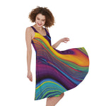 Psychedelic Trippy Fractal Print Women's Sleeveless Dress