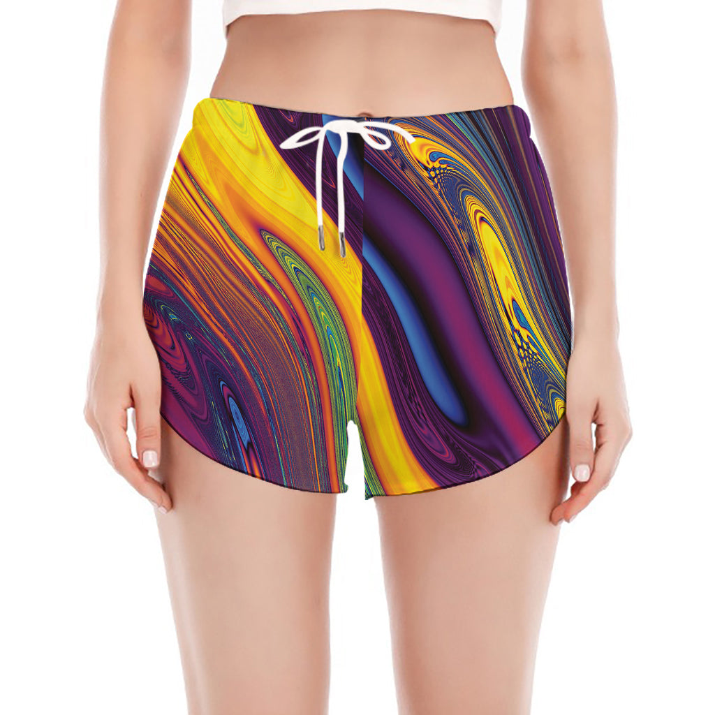 Psychedelic Trippy Fractal Print Women's Split Running Shorts