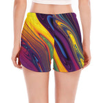 Psychedelic Trippy Fractal Print Women's Split Running Shorts