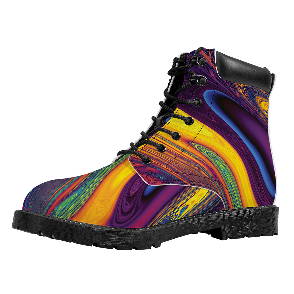 Psychedelic Trippy Fractal Print Work Boots