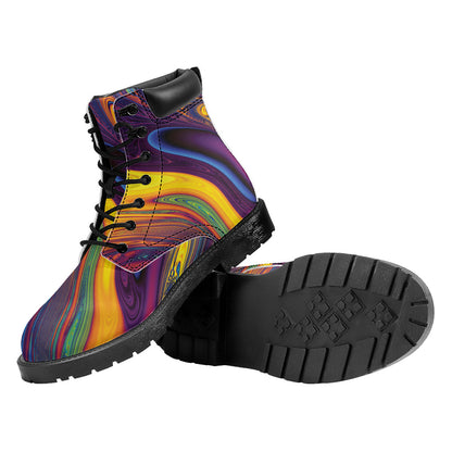 Psychedelic Trippy Fractal Print Work Boots