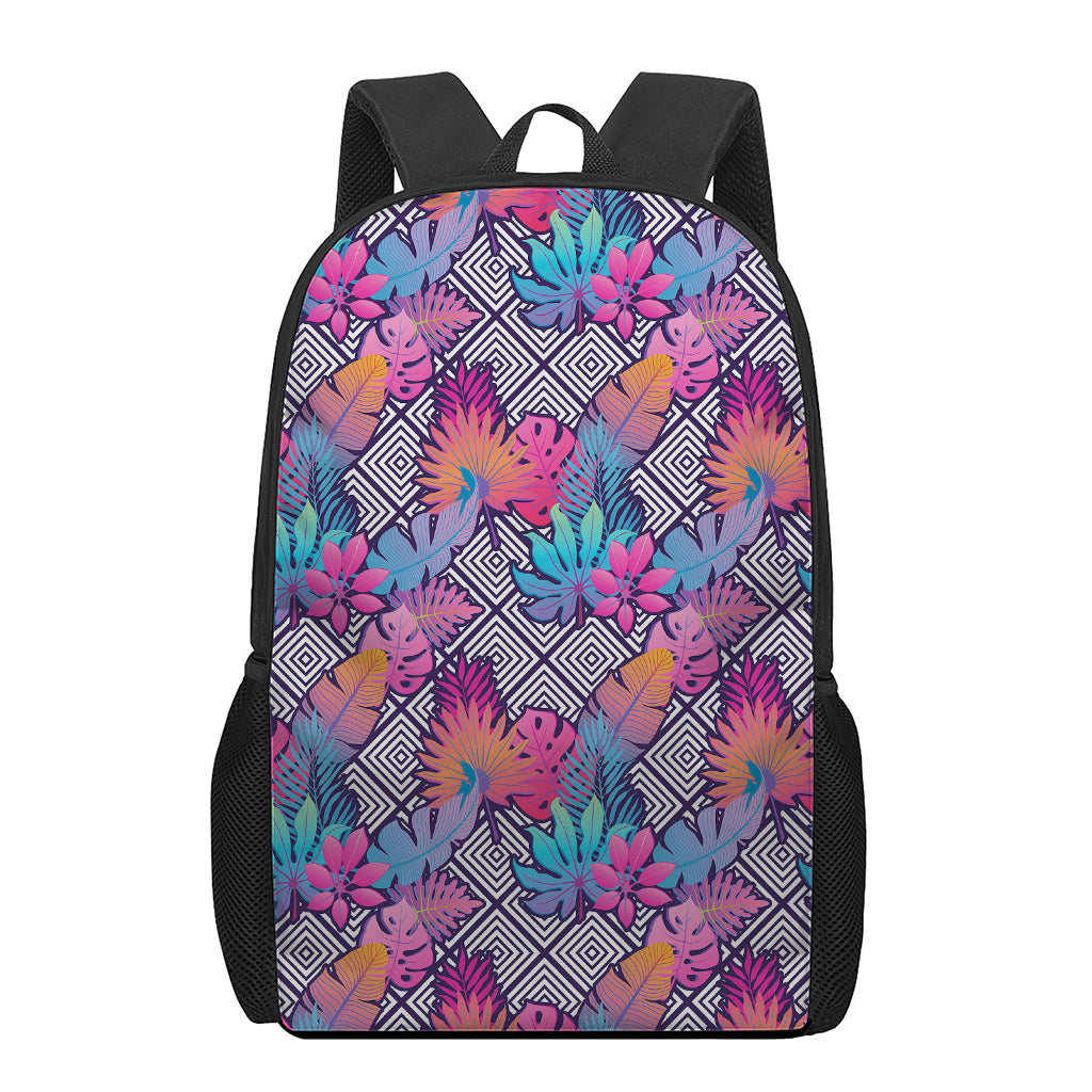 Psychedelic Tropical Aloha Pattern Print 17 Inch Backpack