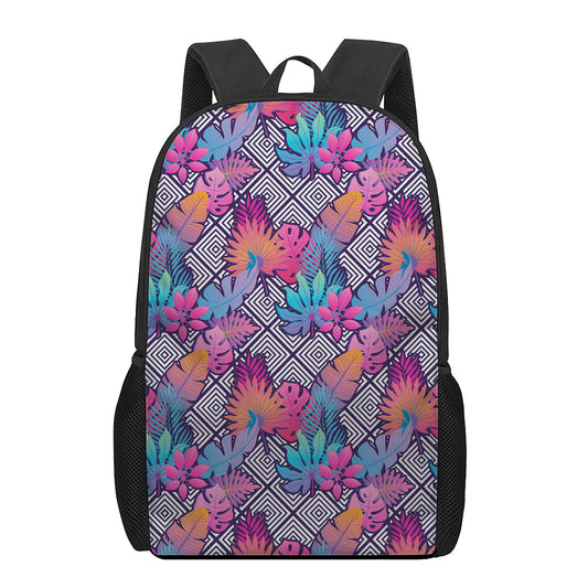 Psychedelic Tropical Aloha Pattern Print 17 Inch Backpack