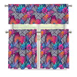 Psychedelic Tropical Aloha Pattern Print 3 Piece Kitchen Curtains