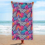 Psychedelic Tropical Aloha Pattern Print Beach Towel