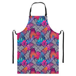 Psychedelic Tropical Aloha Pattern Print Bib Apron With Pocket