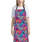 Psychedelic Tropical Aloha Pattern Print Bib Apron With Pocket