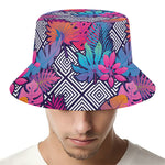 Psychedelic Tropical Aloha Pattern Print Bucket Hat