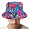 Psychedelic Tropical Aloha Pattern Print Bucket Hat