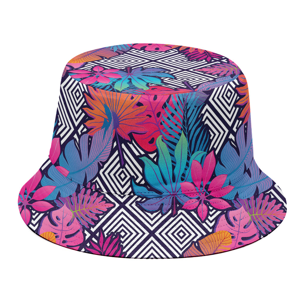 Psychedelic Tropical Aloha Pattern Print Bucket Hat