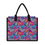 Psychedelic Tropical Aloha Pattern Print Canvas Tote Bag