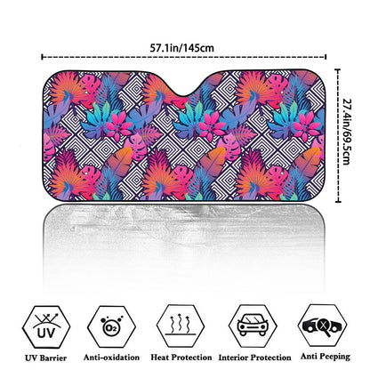 Psychedelic Tropical Aloha Pattern Print Car Windshield Sun Shade