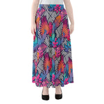 Psychedelic Tropical Aloha Pattern Print Chiffon Maxi Skirt