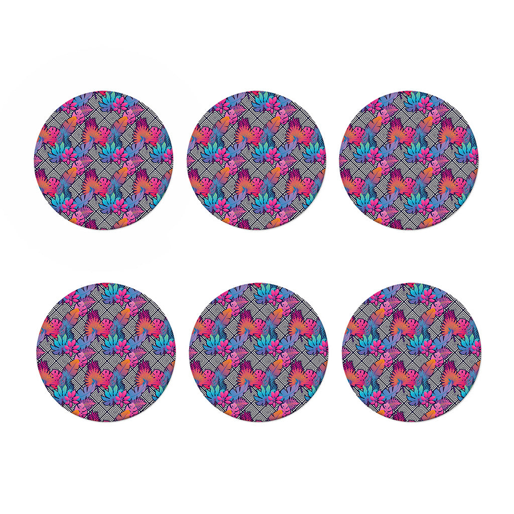 Psychedelic Tropical Aloha Pattern Print Coaster Set