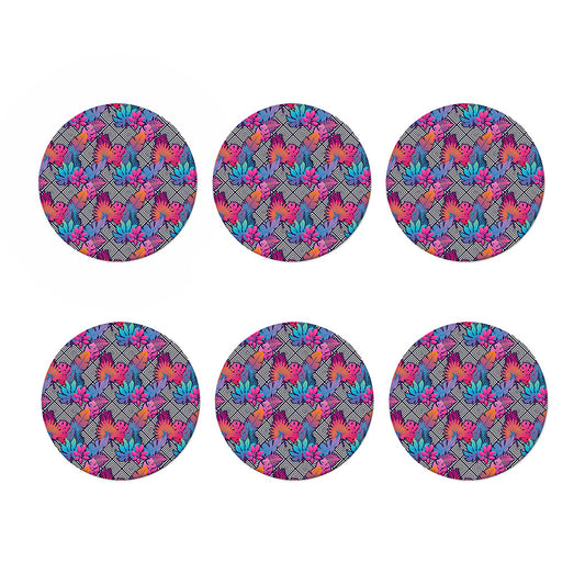 Psychedelic Tropical Aloha Pattern Print Coaster Set