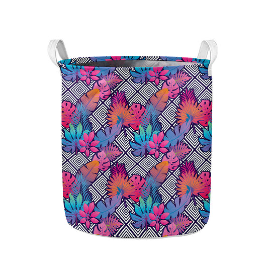 Psychedelic Tropical Aloha Pattern Print Collapsible Laundry Basket