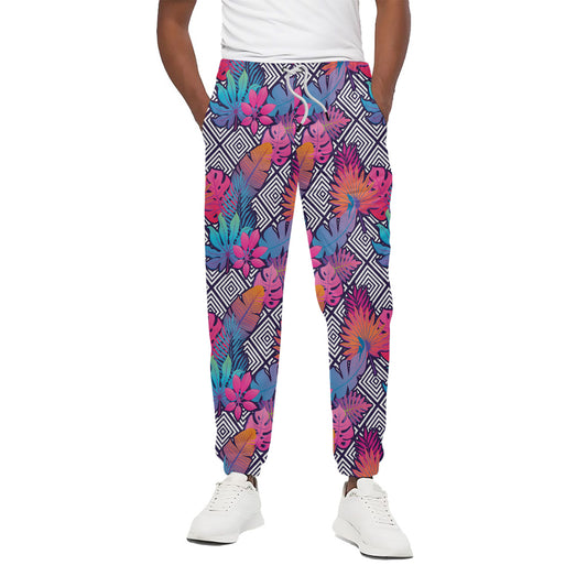 Psychedelic Tropical Aloha Pattern Print Cotton Pants