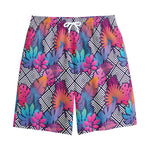 Psychedelic Tropical Aloha Pattern Print Cotton Shorts