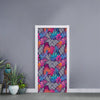 Psychedelic Tropical Aloha Pattern Print Door Sticker