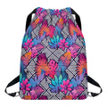 Psychedelic Tropical Aloha Pattern Print Drawstring Backpack
