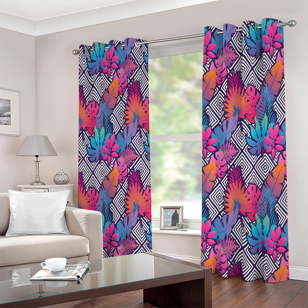 Psychedelic Tropical Aloha Pattern Print Extra Wide Grommet Curtains