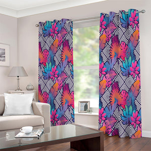 Psychedelic Tropical Aloha Pattern Print Extra Wide Grommet Curtains